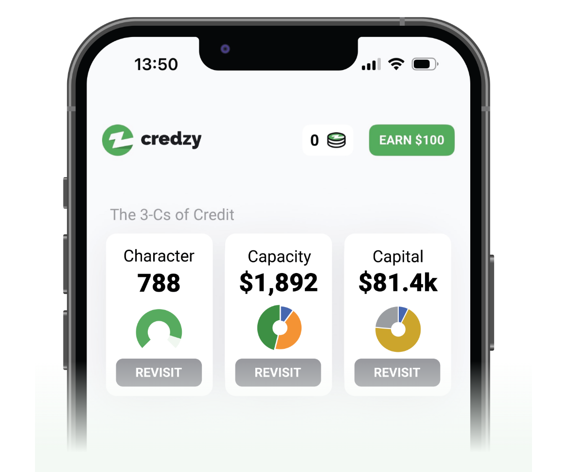 Credzy mobile app interface